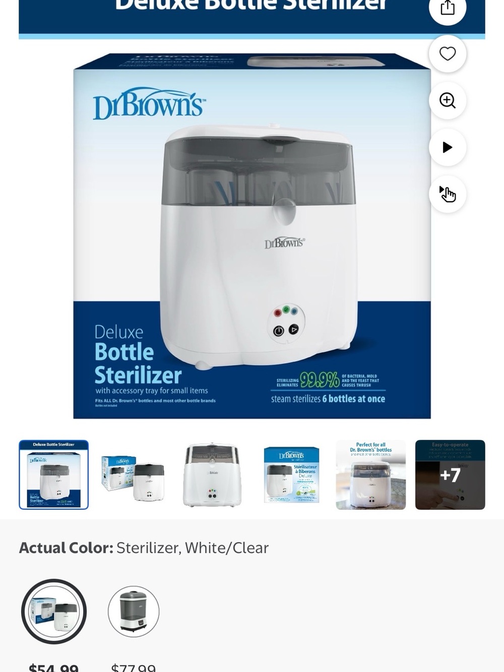 Dr. Brown's Deluxe White/Clear Bottle Sterilizer